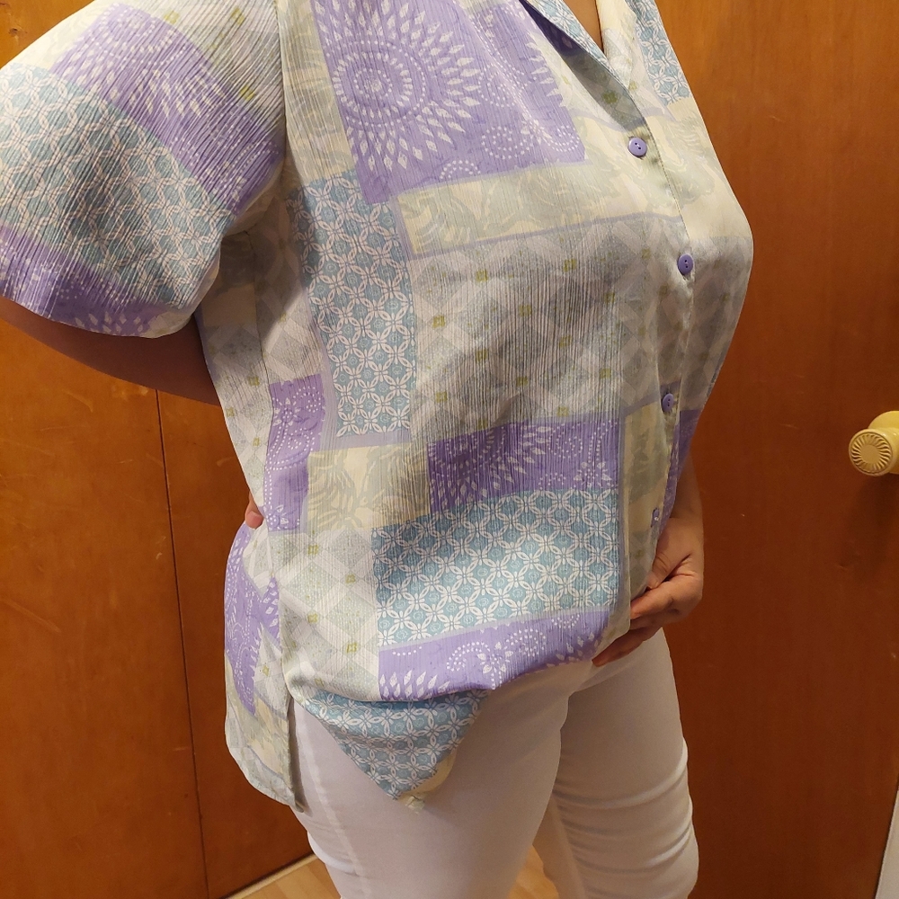 Pastel Floral Patchwork Vintage Blouse alia